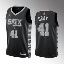 Men's San Antonio Spurs #41 Raiquan Gray Black Statement Edition Stitched Jersey