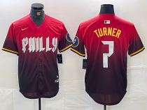 Men's Philadelphia Phillies #7 Trea Turner Red 2024 City Connect Limited Stitched Jersey