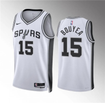Men's San Antonio Spurs #15 Jamaree Bouyea White Association Edition Stitched Jersey