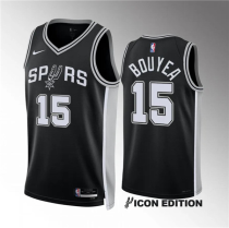 Men's San Antonio Spurs #15 Jamaree Bouyea Black Icon Edition Stitched Jersey