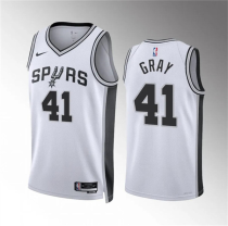 Men's San Antonio Spurs #41 Raiquan Gray White Association Edition Stitched Jersey