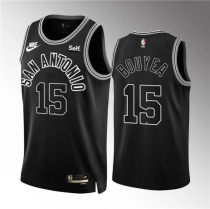 Men's San Antonio Spurs #15 Jamaree Bouyea Black Icon Edition Stitched Jersey