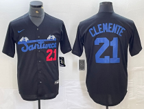 Men's Santurce Crabbers #21 Roberto Clemente Black Game Jersey