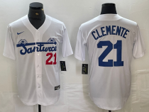 Men's Santurce Crabbers #21 Roberto Clemente White Game Jersey
