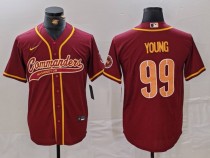 Men's Washington Commanders #99 Chase Young Burgundy With Patch Cool Base Stitched Jersey