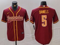 Men's Washington Commanders #5 Jayden Daniels Red With Patch Cool Base Stitched Jersey