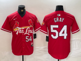 Men's St. Louis Cardinals #54 Gray Red 2024 City Connect Stitched Baseball Jersey
