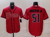 Men's Houston Texans #51 Will Anderson Jr. Red With Patch Cool Base Stitched Baseball