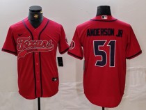 Men's Houston Texans #51 Will Anderson Jr. Red With Patch Cool Base Stitched Baseball