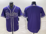 Men's Colorado Rockies Purple Team Big Logo Cool Base Stitched Baseball Jersey