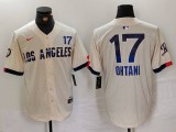 Men's Los Angeles Dodgers #17 Shohei Ohtani Cream 2024 City Connect Limited Stitched Jersey