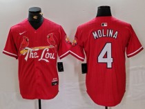 Men's St. Louis Cardinals #4 Yadier Molina Red 2024 City Connect Limited Stitched Jersey