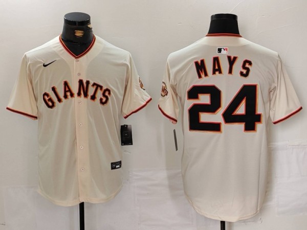 MLB San Francisco Giants #24 Mays Cream Stitched Baseball Jersey