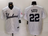 Men's New York Yankees #22 Juan Soto White Cool Base Stitched Baseball Jersey