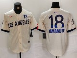 Men's Los Angeles Dodgers #18 Yoshinobu Yamamoto Cream 2024 City Connect Limited Stitched Jersey
