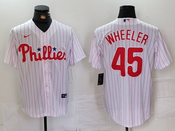 MLB Philadelphia Phillies #45 Wheeler White Home Stitched Jersey