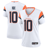 Women Denver Broncos #10 Bo Nix White 2024 F.U.S.E. Vapor Limited Stitched Football Jersey