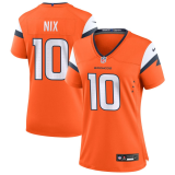 Women Denver Broncos #10 Bo Nix Orange 2024 F.U.S.E. Vapor Limited Stitched Football Jersey