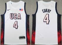 Men’s National Team #4 Steph Curry 2024 USA Dream Team Olympics Jersey