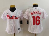 Women MLB Philadelphia Phillies #16 Marsh White Home Stitched Jersey