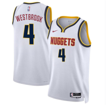 Men's Denver Nuggets #4 Russell Westbrook White 2024 Association Edition Stitched Jersey