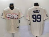 Men's New York Yankees #99 Aaron Judge Cream Baseball Jersey