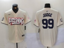 Men's New York Yankees #99 Aaron Judge Cream Baseball Jersey