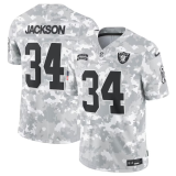 Men's Las Vegas Raiders #34 Bo Jackson Arctic Camo 2024 F.U.S.E. Salute to Service Jersey