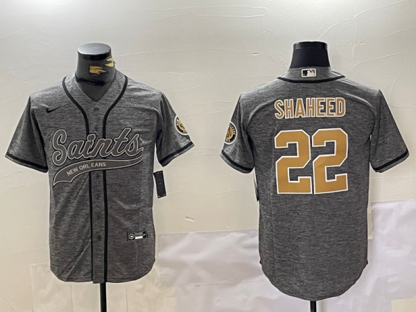 Men's New Orleans Saints #22 Shaheed Grey Baseball Jersey