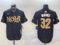 Men's New Orleans Saints #32 Tyrann Mathieu Black Baseball Jersey