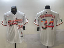 Men's Los Angeles Dodgers #34 Toro Valenzuela Mexico White Cool Base Stitched Baseball Jersey