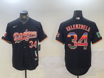 Men's Los Angeles Dodgers #34 Toro Valenzuela Mexico Black Cool Base Stitched Baseball Jersey