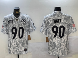 Men's Pittsburgh Steelers #90 Watt Arctic Camo 2024 F.U.S.E. Salute to Service Jersey