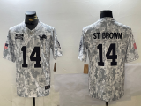 Men's Detroit Lions #14 Amon-Ra St. Brown Arctic Camo 2024 F.U.S.E. Salute to Service Jersey