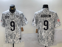 Men's Cincinnati Bengals #9 Joe Burrow Arctic Camo 2024 F.U.S.E. Salute to Service Jersey
