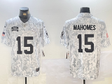 Men's Kansas City Chiefs #15 Patrick Mahomes Arctic Camo 2024 F.U.S.E. Salute to Service Jersey