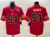 Men's San Francisco 49ers #54 Fred Warner Red With 75th Anniversary Patch Jersey