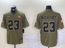 Men's San Francisco 49ers #23 Christian McCaffrey Green Salute To Service Limited Jersey