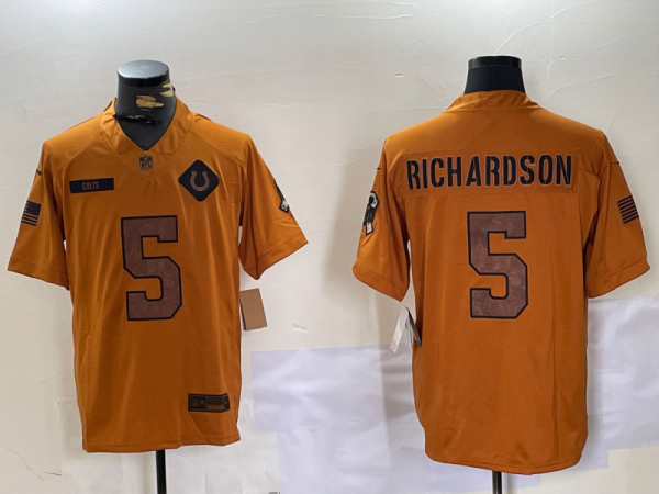 Men's Indianapolis Colts #5 Anthony Richardson 2023 Brown Salute To Service Limited Jersey