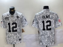 Men's New Orleans Saints #12 Chris Olave Arctic Camo 2024 F.U.S.E. Salute to Service Jersey