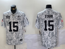 Men's Green Bay Packers #15 Starr Arctic Camo 2024 F.U.S.E. Salute to Service Jersey