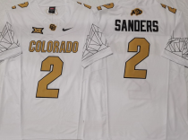Men's Colorado Buffaloes #2 Shedeur Sanders White 2024 F.U.S.E. With Big 12 XII Patch Stitched Jersey