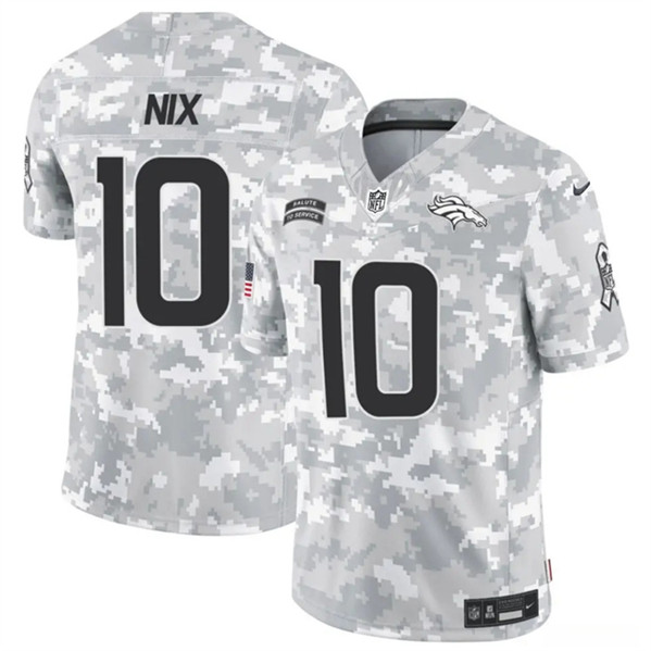 Men's Denver Broncos #10 Bo Nix Arctic Camo 2024 F.U.S.E. Salute to Service Limited Jersey