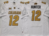 Men's Colorado Buffaloes #12 Travis Hunter White 2024 F.U.S.E. With Big 12 XII Patch Stitched Jersey