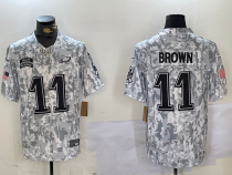 Men's Philadelphia Eagles #11 A. J. Brown Arctic Camo 2024 F.U.S.E. Salute to Service Jersey