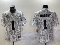 Men’s Kansas City Chiefs #1 Xavier Worthy Arctic Camo 2024 F.U.S.E. Salute to Service Jersey