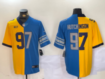 Men's Detroit Lions #97 Aidan Hutchinson Yellow/Blue Split  Vapor Untouchable Limited Jersey