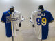 Men's Los Angeles Rams #99 Aaron Donald Royal/White Split Baseball Jersey