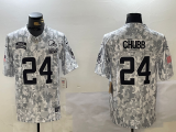 Men's Cleveland Browns #24 Nick Chubb Arctic Camo 2024 F.U.S.E. Salute to Service Jersey