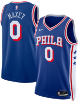 Men's Philadelphia 76ers #0 Tyrese Maxey Blue City Edition Swingman Jersey